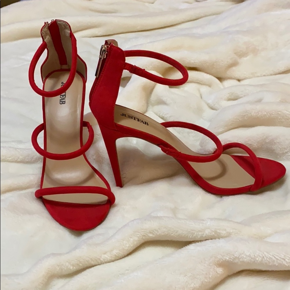 Red strappy 4 1/2” heels